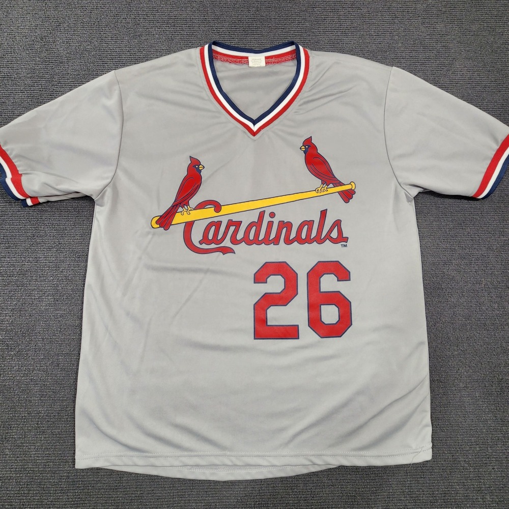 St. Louis Cardinals Pena #26 Baseball Jersey Women XL Gray V-Neck Pullover